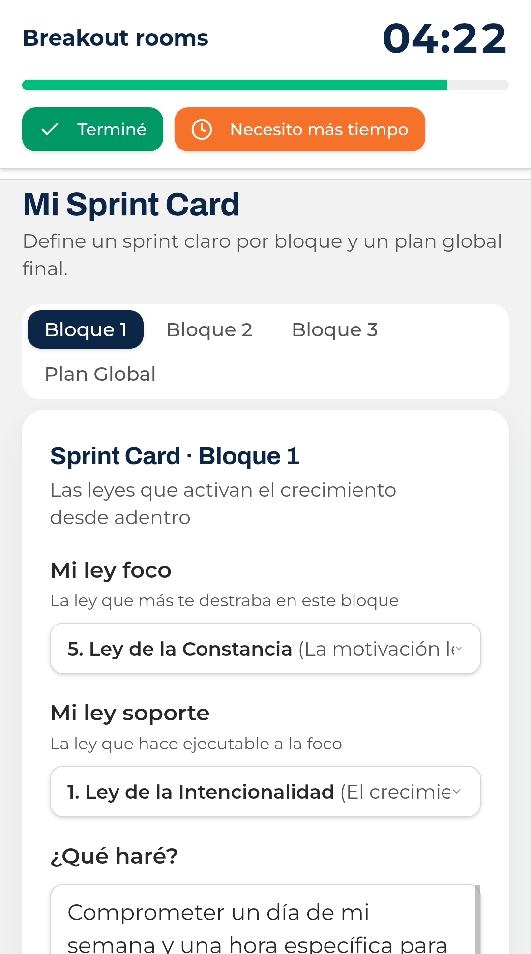 Sprint Card por bloque